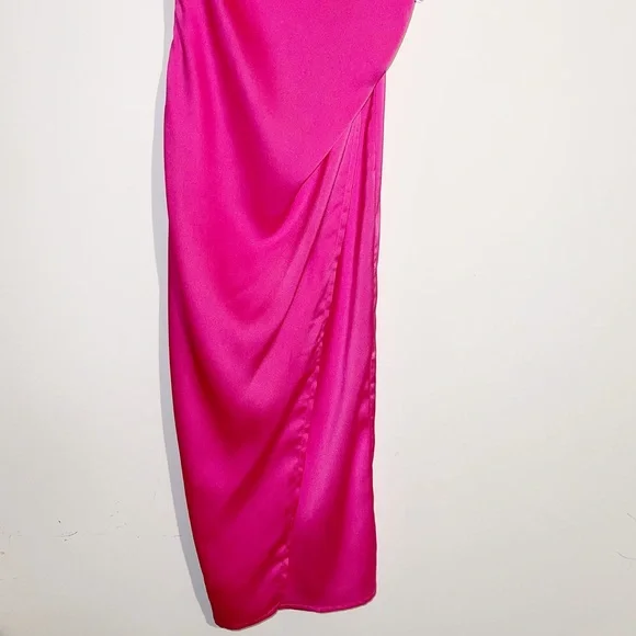 Re:named hot pink satin silk spaghetti strap dress - Picture 5 of 8